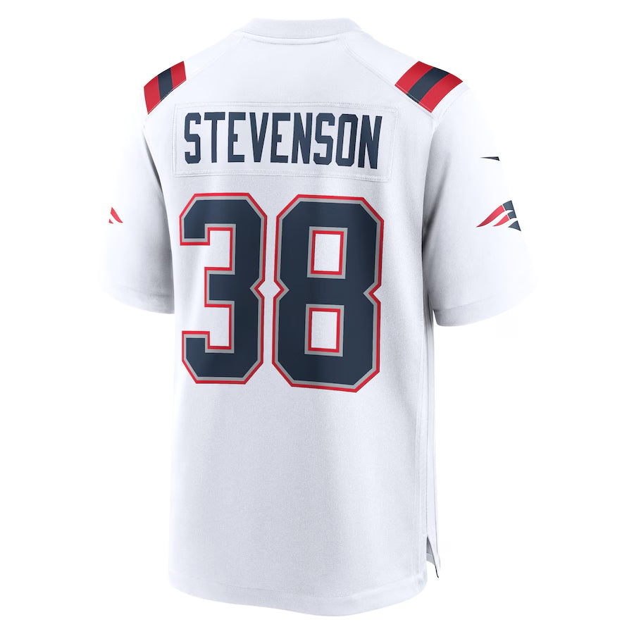 Silnrao NE.Patriots #38 Rhamondre Stevenson Player White Home Game Stitched Jerseys