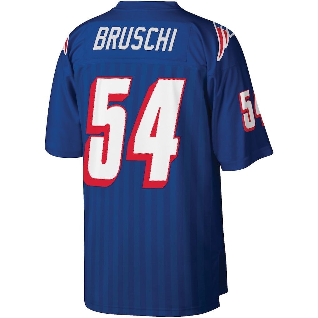 Silnrao NE.Patriots #54 Tedy Bruschi Mitchell & Ness Royal Legacy Replica Stitched Jerseys
