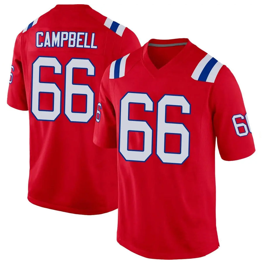 Silnrao NE.Patriots #66 Will Campbell Player Red Home Game Stitched Jerseys