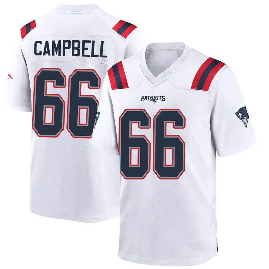 Silnrao NE.Patriots #66 Will Campbell Player White Home Game Stitched Jerseys