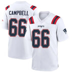 Silnrao NE.Patriots #66 Will Campbell Player White Home Game Stitched Jerseys