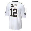 Pkot NO.Saints #12 Chris Olave Player White Home Game Stitched Jerseys