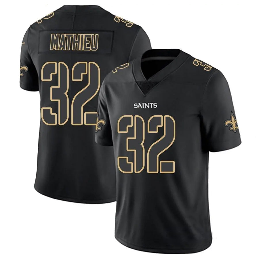 Pkot NO.Saints #32 Tyrann Mathieu Player Limited Black Impact Stitched Jerseys
