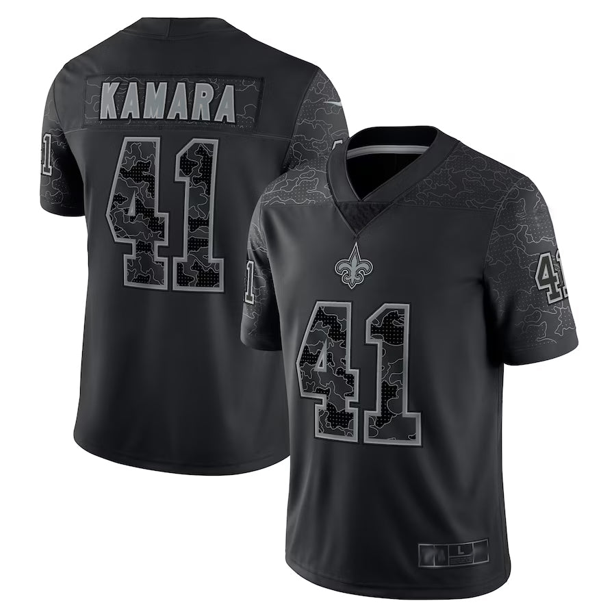 Pkot NO.Saints #41 Alvin Kamara Player Black RFLCTV Limited Stitched Jerseys