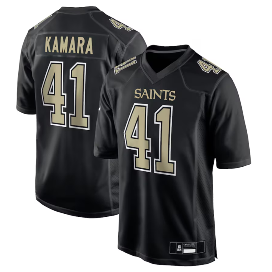 Pkot NO.Saints #41 Alvin Kamara Player Carbon Black Fashion Game Stitched Jerseys