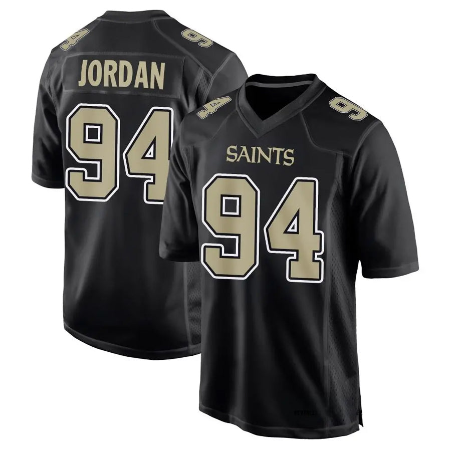 Pkot NO.Saints #94 Cameron Jordan Player Carbon Black Fashion Game Stitched Jerseys