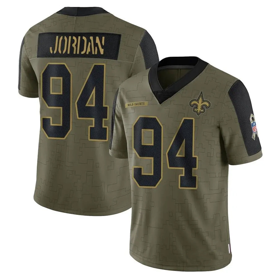 Pkot NO.Saints #94 Cameron Jordan Player Salute To Service Olive Stitched Jerseys