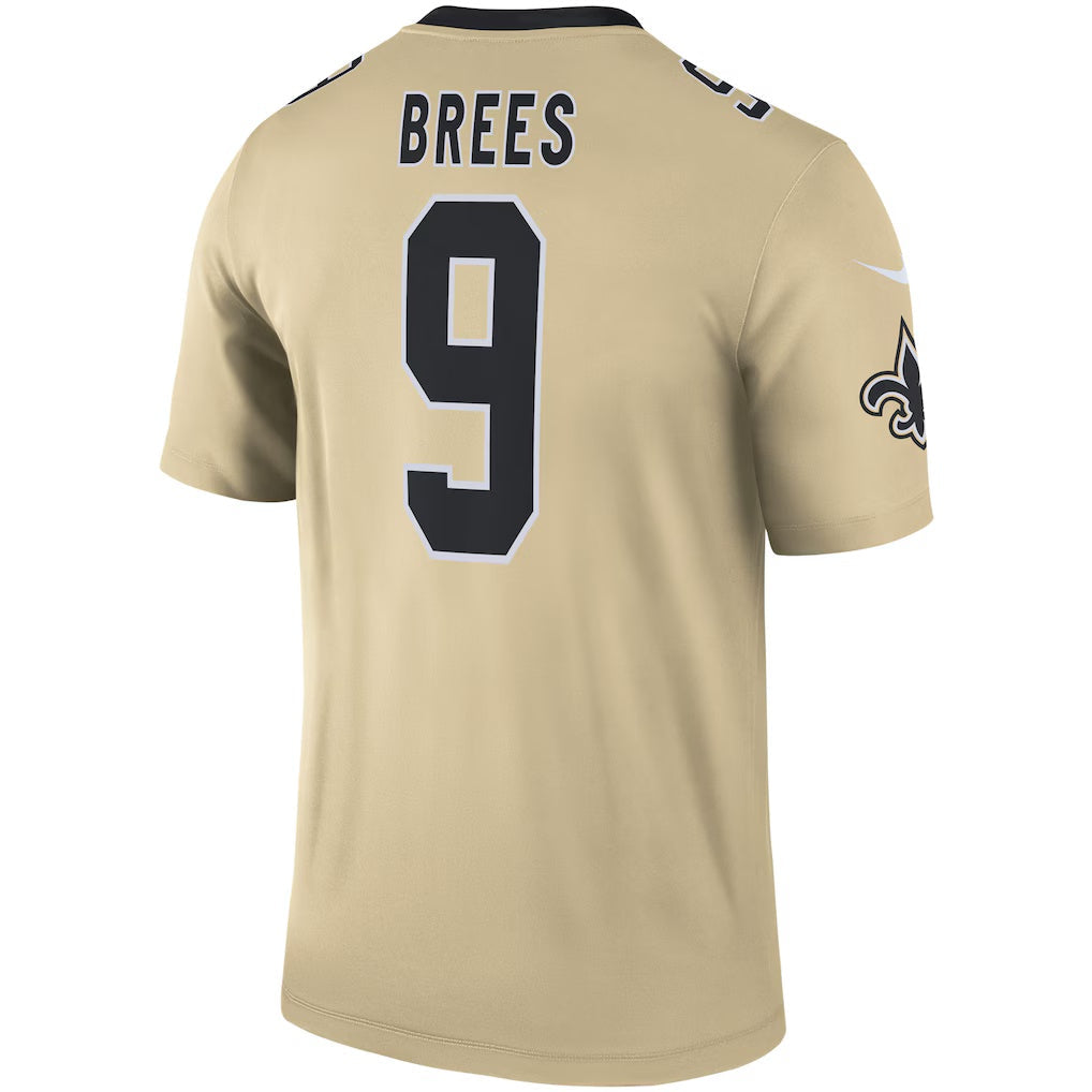Pkot NO.Saints #9 Drew Brees Gold Inverted Legend Stitched Jerseys