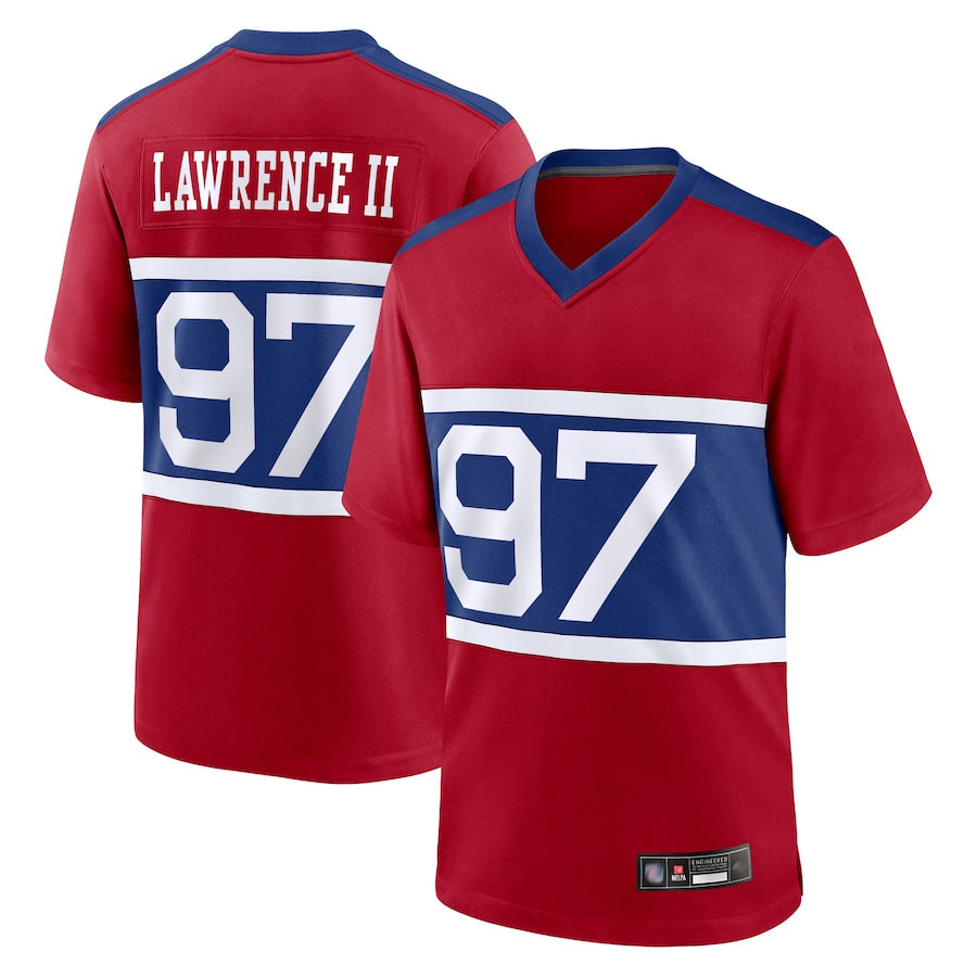 Silnrao NY.Giants Secondary Throwback Alternate Jerseys - Red - #97 Dexter Lawrence II Player