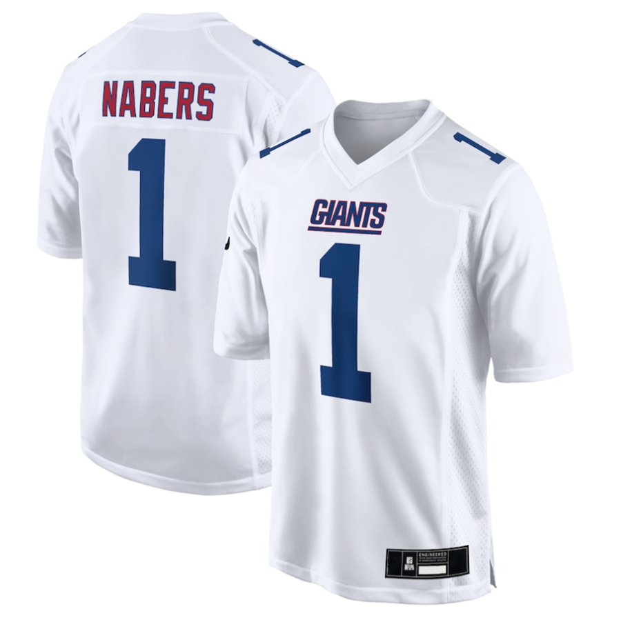 Silnrao NY. Giants Tundra #1 Malik Nabers Player White Fashion Stitched Jerseys