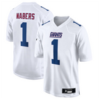 Silnrao NY. Giants Tundra #1 Malik Nabers Player White Fashion Stitched Jerseys