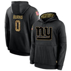 Silnrao NY.Giants #0 Brian Burns Player Black Salute to Service Hoodies Stitched Jerseys