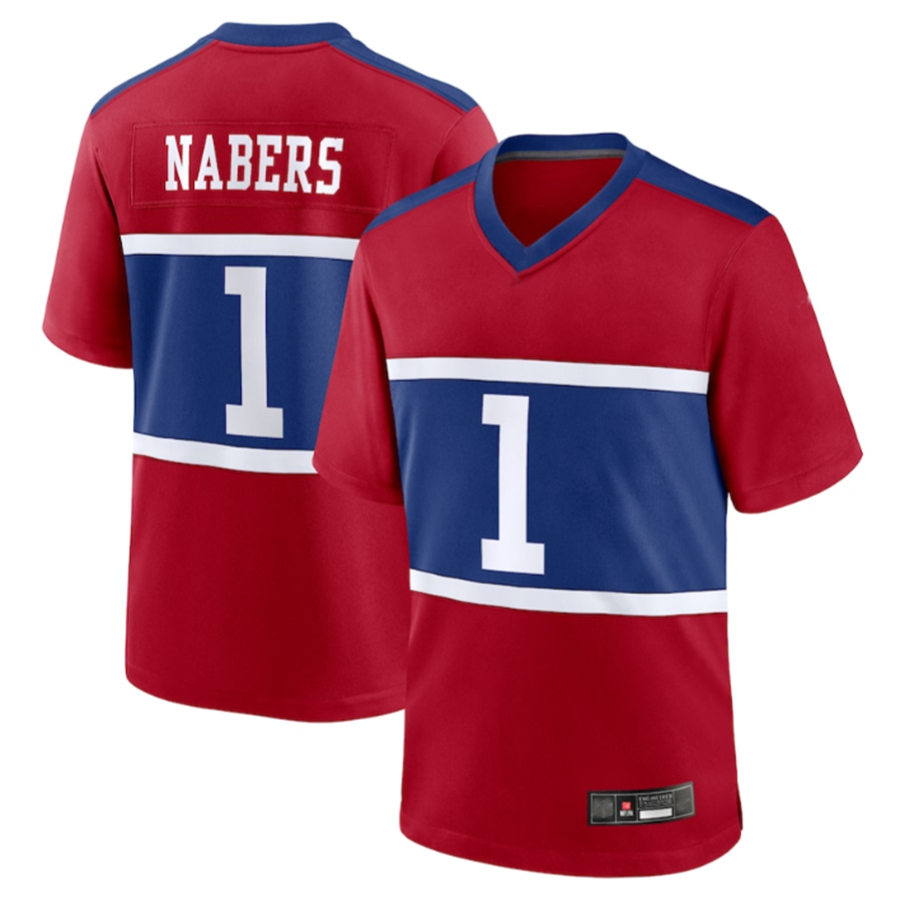 Silnrao NY.Giants #1 Malik Nabers Century Red Alternate Game Jersey Stitched Jerseys