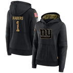 Silnrao NY.Giants #1 Malik Nabers Player Black Salute to Service Hoodies Stitched Jerseys