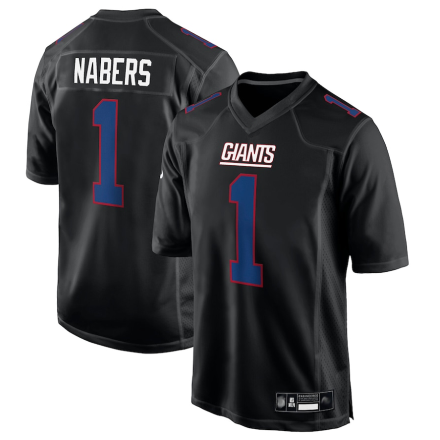 Silnrao NY.Giants #1 Malik Nabers Player Carbon Black Fashion Baseball Stitched Jerseys