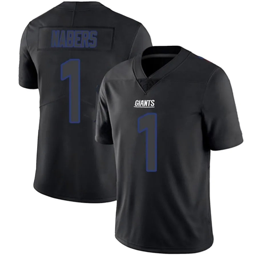 Silnrao NY.Giants #1 Malik Nabers Player Limited Black Impact Stitched Jerseys