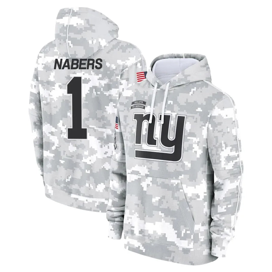 Silnrao NY.Giants #1 Malik Nabers Player Salute to Service Hoodies Stitched Jerseys