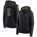 Silnrao NY.Giants #6 Jaxson Dart Player Black Salute to Service Hoodies Stitched Jerseys