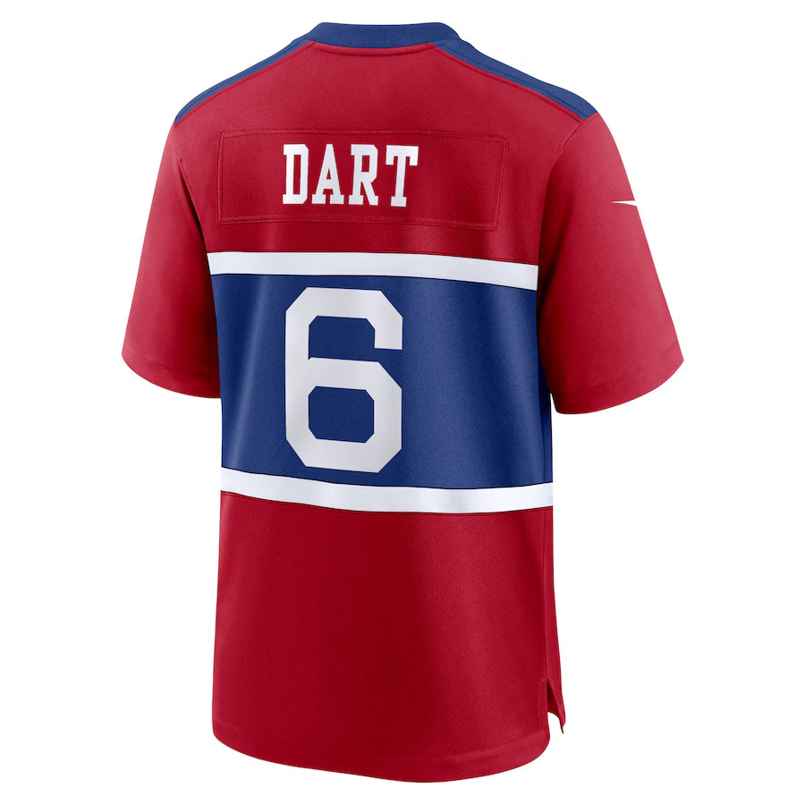 Silnrao NY.Giants #6 Jaxson Dart Player Red Alternate Century Red Game Stitched Jerseys