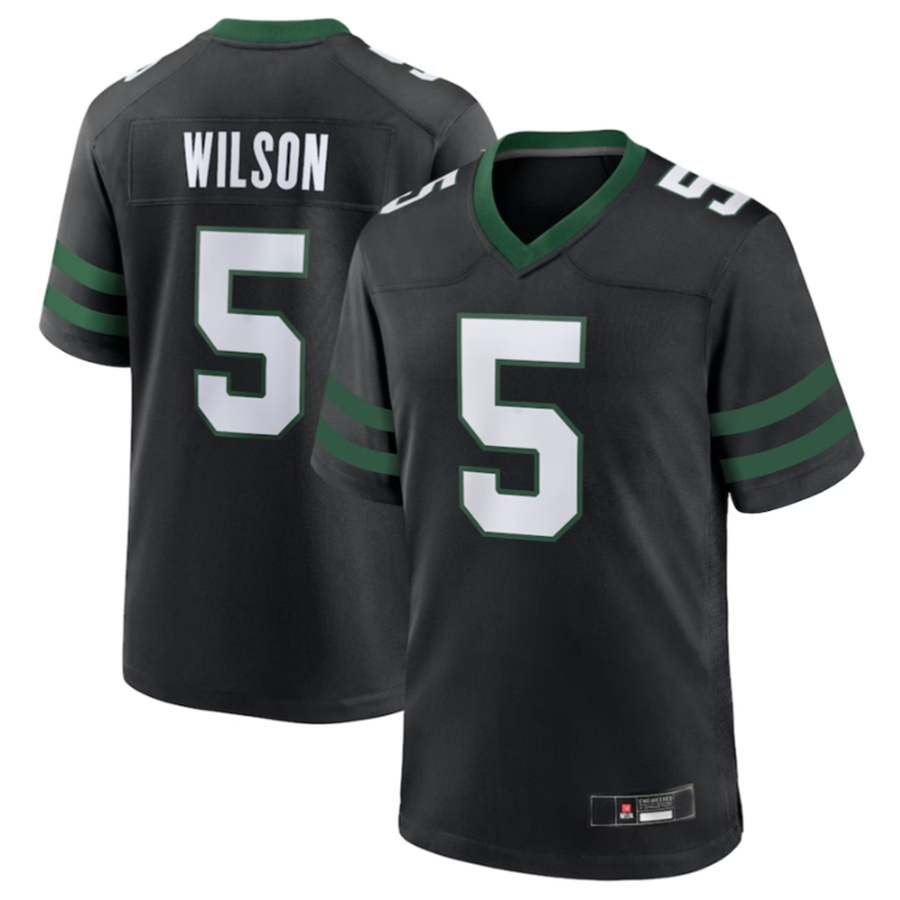 Pkot NY.Jets #5 Garrett Wilson Legacy Black Game Jersey Stitched American Stitched Jerseys