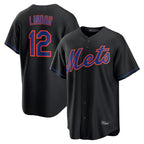 Silnrao NY.Mets #12 Francisco Lindor Player Black Alternate Home Game Stitched Jerseys