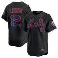 Silnrao NY.Mets #12 Francisco Lindor Player Black Alternate Home Limited Stitched Jerseys