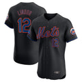 Silnrao NY.Mets #12 Francisco Lindor Player Black Home Limited Elite Stitched Jerseys