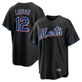 Silnrao NY.Mets #12 Francisco Lindor Player Black Replica Home Game Stitched Jerseys
