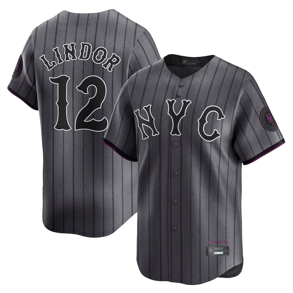 Silnrao NY.Mets #12 Francisco Lindor Player Gray City Connect Limited Stitched Jerseys