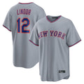 Silnrao NY.Mets #12 Francisco Lindor Player Gray Road Home Game Stitched Jerseys