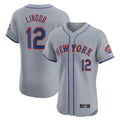 Silnrao NY.Mets #12 Francisco Lindor Player Gray Road Limited Elite Home Stitched Jerseys
