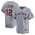 Silnrao NY.Mets #12 Francisco Lindor Player Gray Road Limited Home Stitched Jerseys