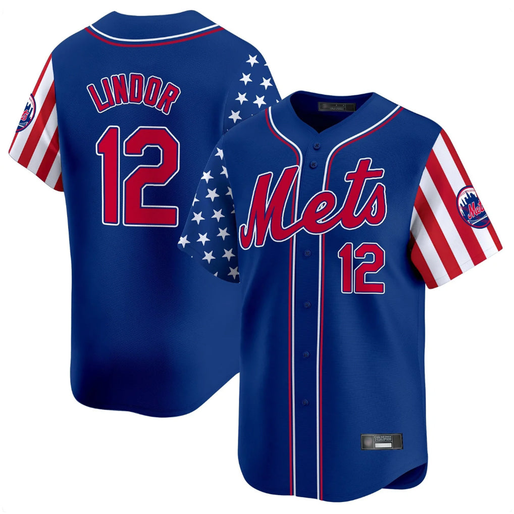 Silnrao NY.Mets #12 Francisco Lindor Player Royal 2025 Independence Day Vapor Premier Limited  Stitched Jerseys