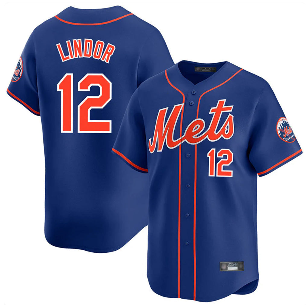 Silnrao NY.Mets #12 Francisco Lindor Player Royal Home Limited Stitched Jerseys