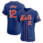 Silnrao NY.Mets #12 Francisco Lindor Player Royal Limited Elite Home Stitched Jerseys