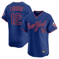 Silnrao NY.Mets #12 Francisco Lindor Player Royal T-shirt Home Limited Elite Stitched Jerseys
