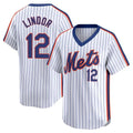Silnrao NY.Mets #12 Francisco Lindor Player White Cooperstown Collection T-shirt Game Stitched Jerseys