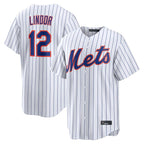 Silnrao NY.Mets #12 Francisco Lindor Player White Home Replica Stitched Jerseys