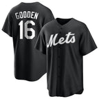 Silnrao NY.Mets #16 Dwight Gooden Player Black Home Game Stitched Jerseys