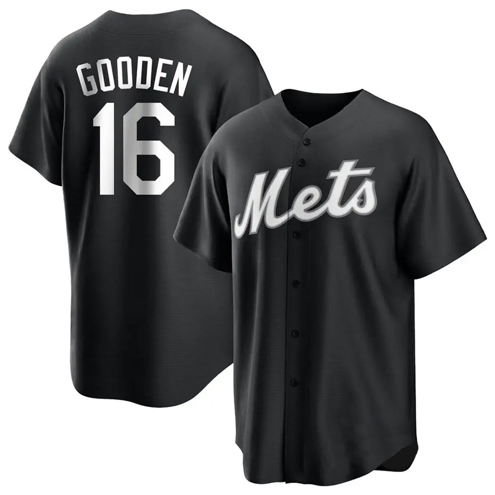 Silnrao NY.Mets #16 Dwight Gooden Player Black Home Game Stitched Jerseys