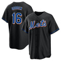Silnrao NY.Mets #16 Dwight Gooden Player Black Replica Home Game Stitched Jerseys