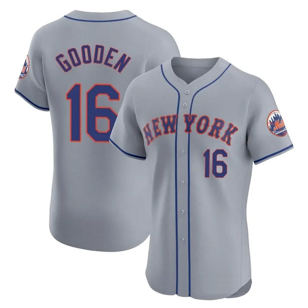 Silnrao NY.Mets #16 Dwight Gooden Player Gray Road Limited Elite Home Stitched Jerseys