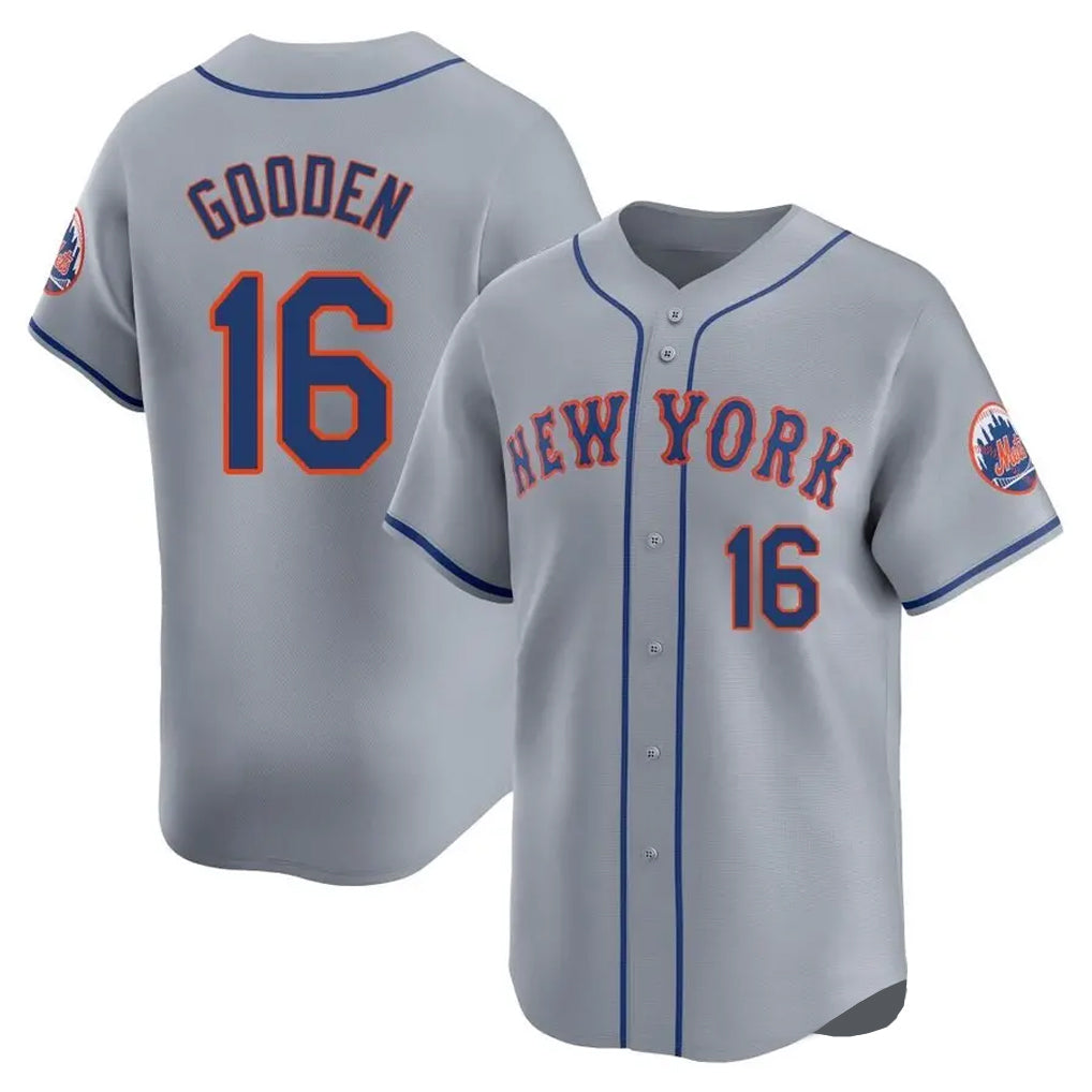 Silnrao NY.Mets #16 Dwight Gooden Player Gray Road Limited Home Stitched Jerseys