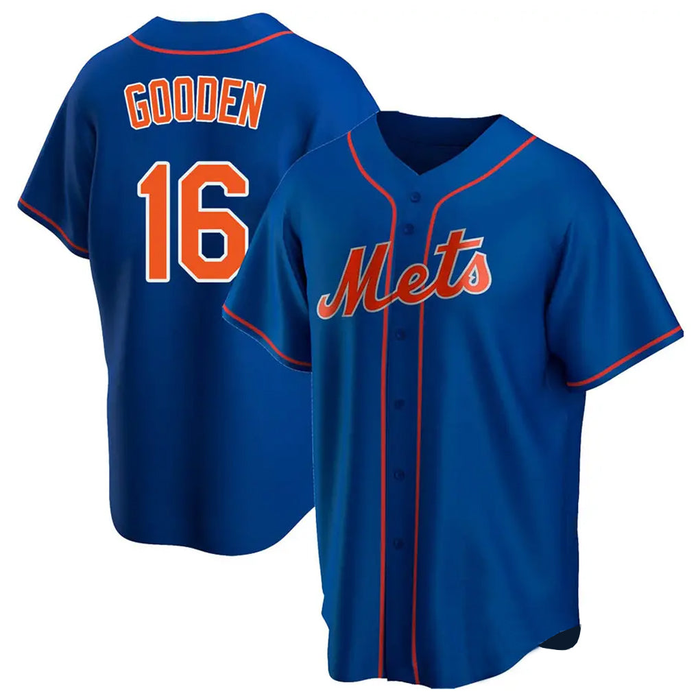 Silnrao NY.Mets #16 Dwight Gooden Player Royal Home Game Stitched Jerseys