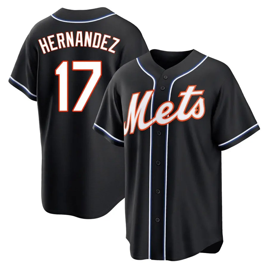 Silnrao NY.Mets #17 Keith Hernandez Player Black Fashion Out Game Stitched Jerseys