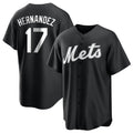 Silnrao NY.Mets #17 Keith Hernandez Player Black Home Game Stitched Jerseys