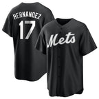 Silnrao NY.Mets #17 Keith Hernandez Player Black Home Game Stitched Jerseys