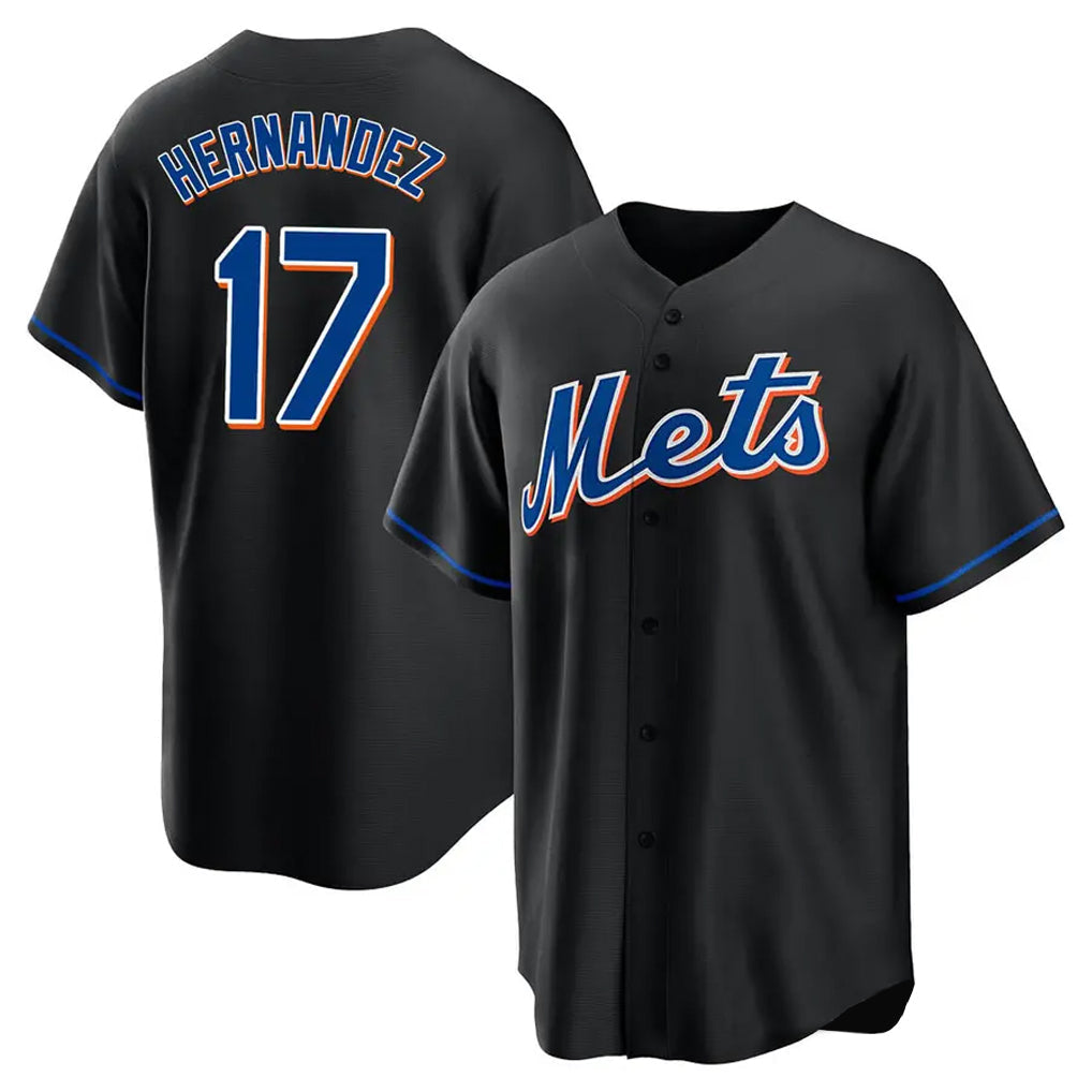 Silnrao NY.Mets #17 Keith Hernandez Player Black Replica Home Game Stitched Jerseys