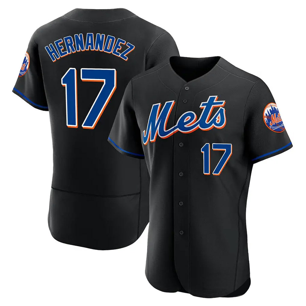 Silnrao NY.Mets #17 Keith Hernandez Player Black Replica Home Limited Elite Stitched Jerseys