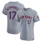 Silnrao NY.Mets #17 Keith Hernandez Player Gray Road Limited Elite Home Stitched Jerseys